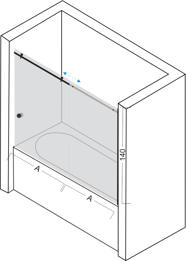 Стъклена преграда за вана AB Glass Studio Multislide Linea