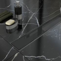 GLASS LINE Linear Shower Floor Drain, Black Glass