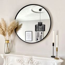 Style Black Round Mirror ∅80 with Black Frame