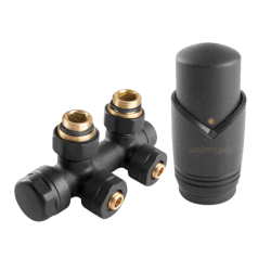 OPTIComfort Duoplex Anthracite Thermostatic Set With Valves