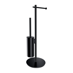 MODERN PROJECT BLACK Free-standing Toilet Roll and Brush Holder