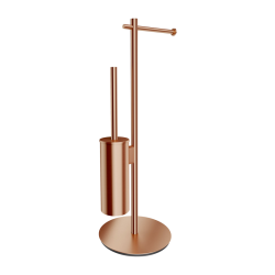MODERN PROJECT BRUSHED COPPER Free-standing Toilet Roll and Brush Holder