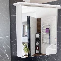 Ъглов шкаф за баня с огледало Brevi с вградено осветление 