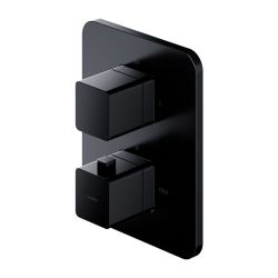 Комплект душ за вграждане, черен с термостат, Parma Square Slim 20 BLT 