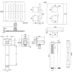 PARMA SQUARE Slim ☐20 CLT Thermostatic Concealed Shower System Set