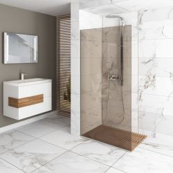 Стъклен душ-параван за баня Uno с п-профили към стена и под 