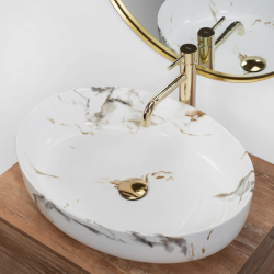QUEEN 55 CARARRA Sit-on Washbasin Marble Effect