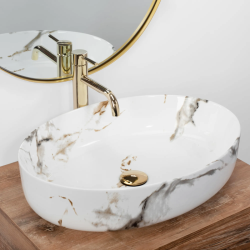 QUEEN 55 CARARRA Sit-on Washbasin Marble Effect