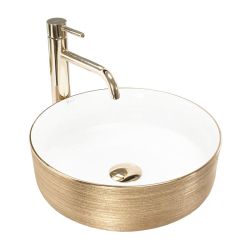SAMI 36 Brushed Gold Sit-on Washbasin