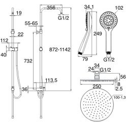 Y ∅250 LUX Shower Column without Mixer