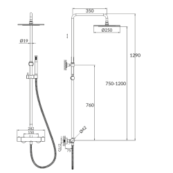 Y ∅250 BLACK Thermostatic Shower System